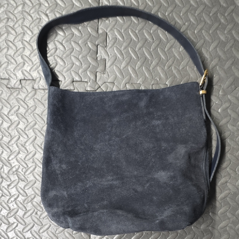 Madewell Dark Navy Bucket Suede Shoulder Bag